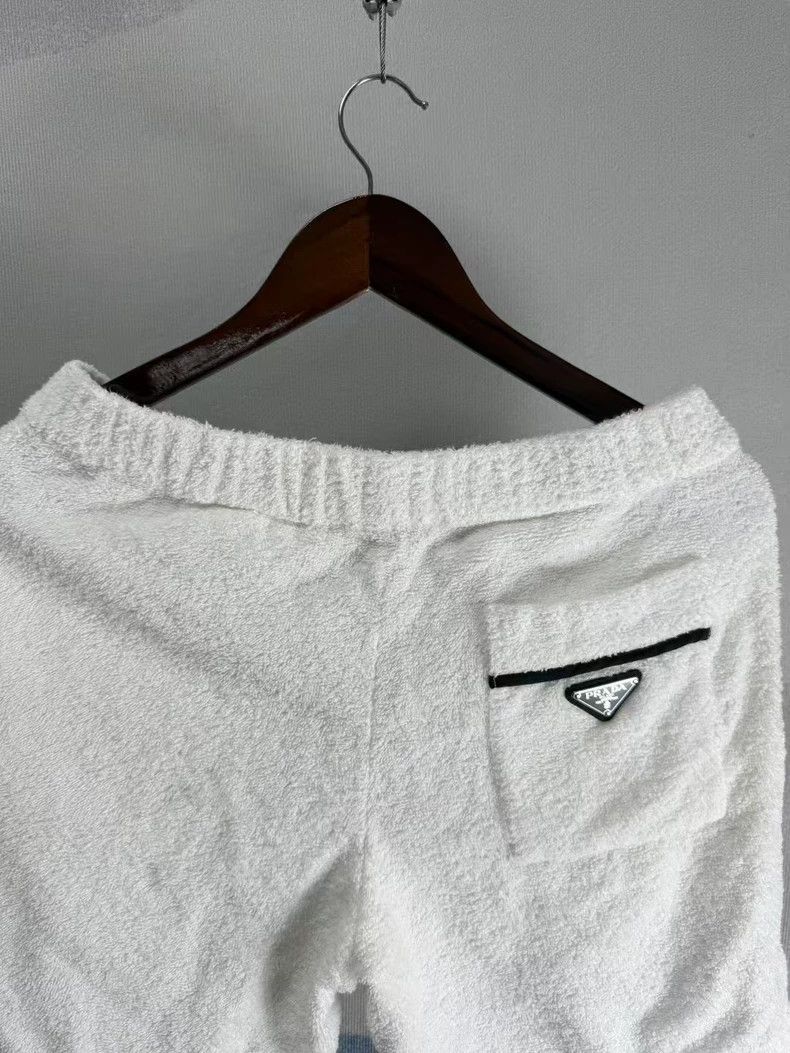 Prada Prada White Triangle Logo Towel Shorts Size 23" - 3 Thumbnail