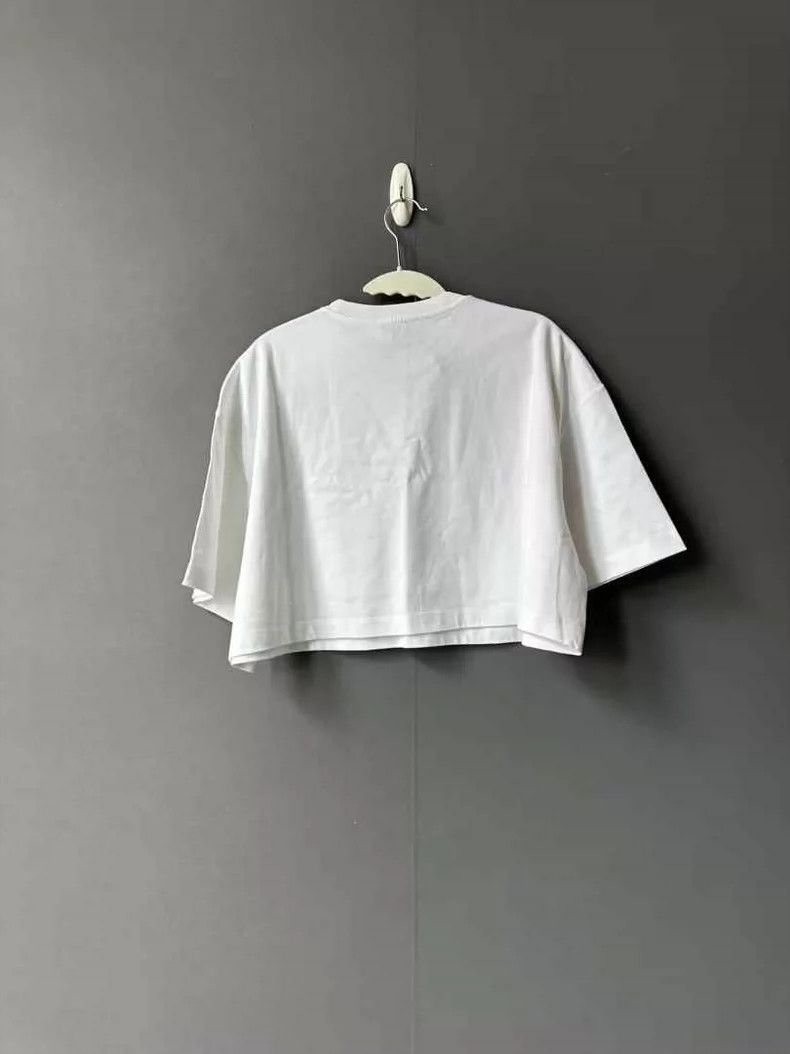 Prada Prada White Cropped Short Sleeve T-shirt Size S / US 4 / IT 40 - 2 Thumbnail
