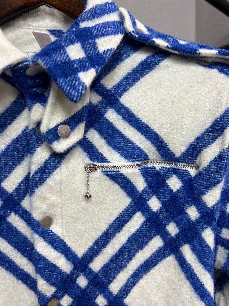 Burberry Burberry Blue and White Check Wool Shirt Size M / US 6-8 / IT 42-44 - 3 Thumbnail