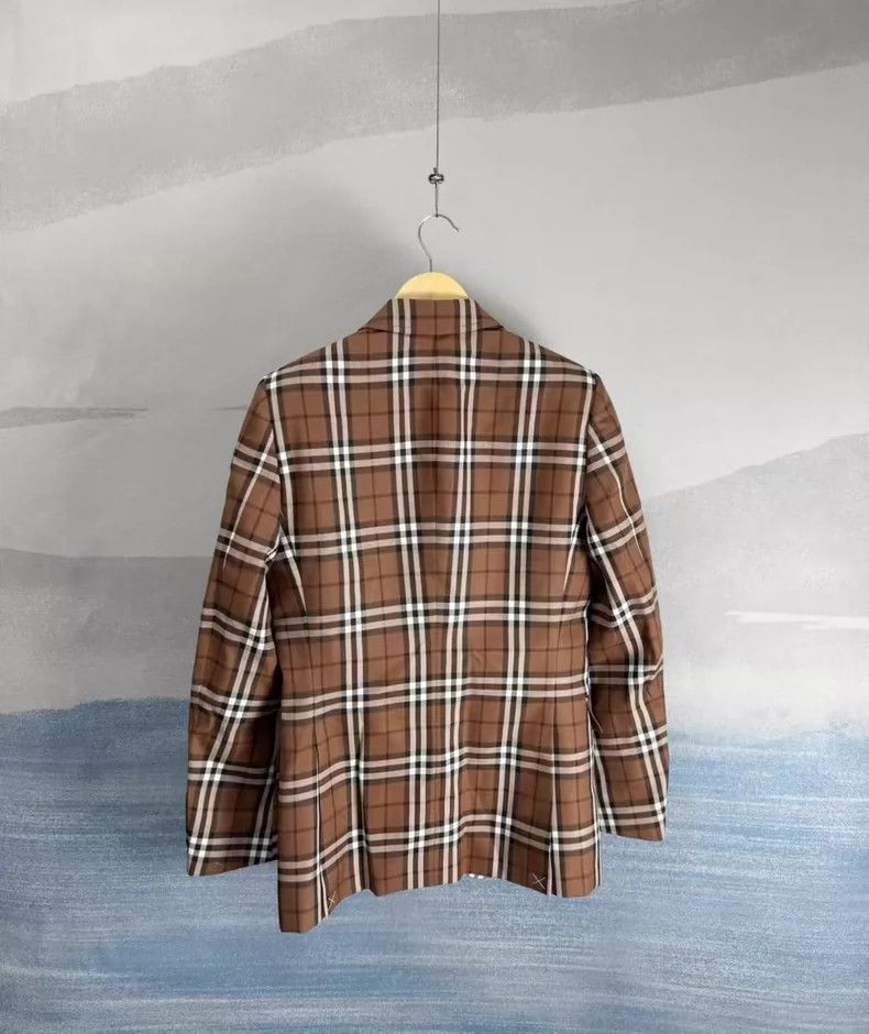 Burberry Burberry Brown Checked Wool Blazer Size M / US 6-8 / IT 42-44 - 3 Thumbnail