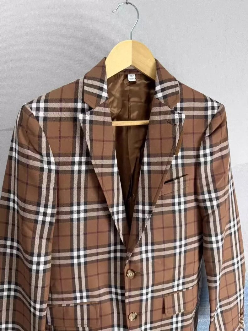 Burberry Burberry Brown Checked Wool Blazer Size M / US 6-8 / IT 42-44 - 2 Thumbnail