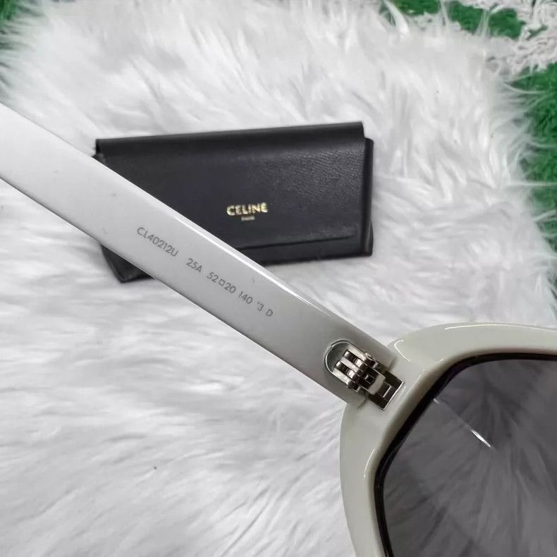 Celine Celine White Logo Oval Sunglasses with Case Size ONE SIZE - 5 Thumbnail
