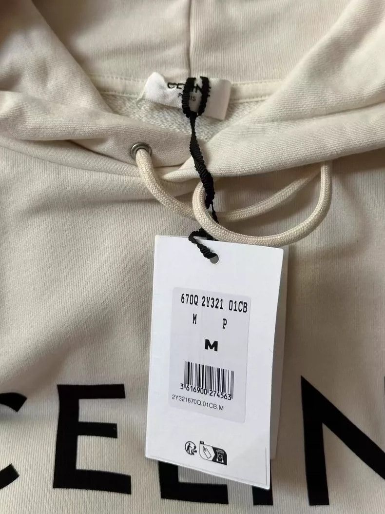 Celine Celine Logo Hoodie in Off White Color Size M / US 6-8 / IT 42-44 - 3 Thumbnail