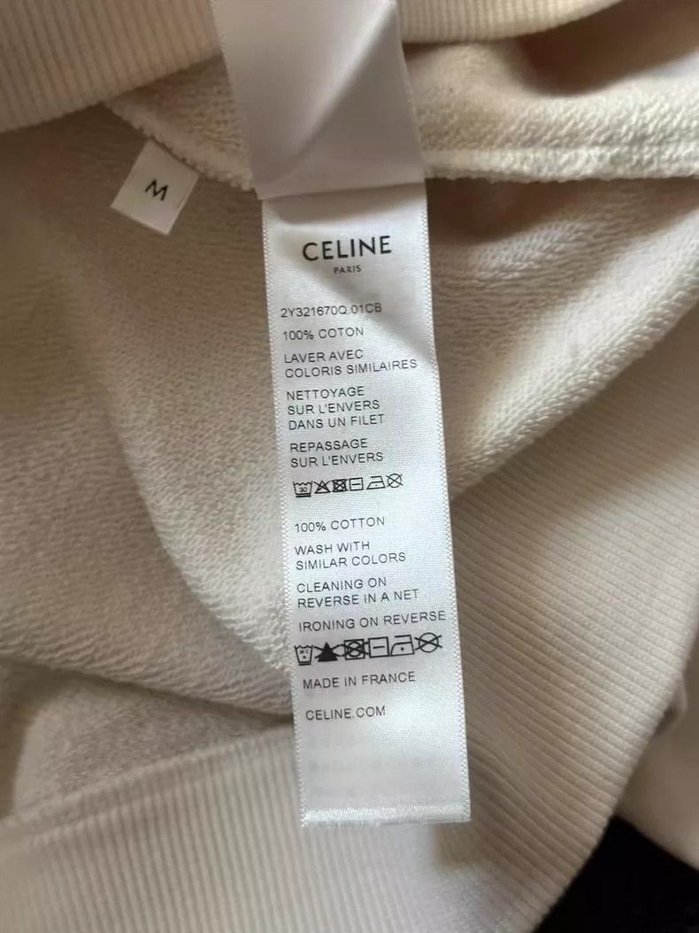 Celine Celine Logo Hoodie in Off White Color Size M / US 6-8 / IT 42-44 - 4 Thumbnail