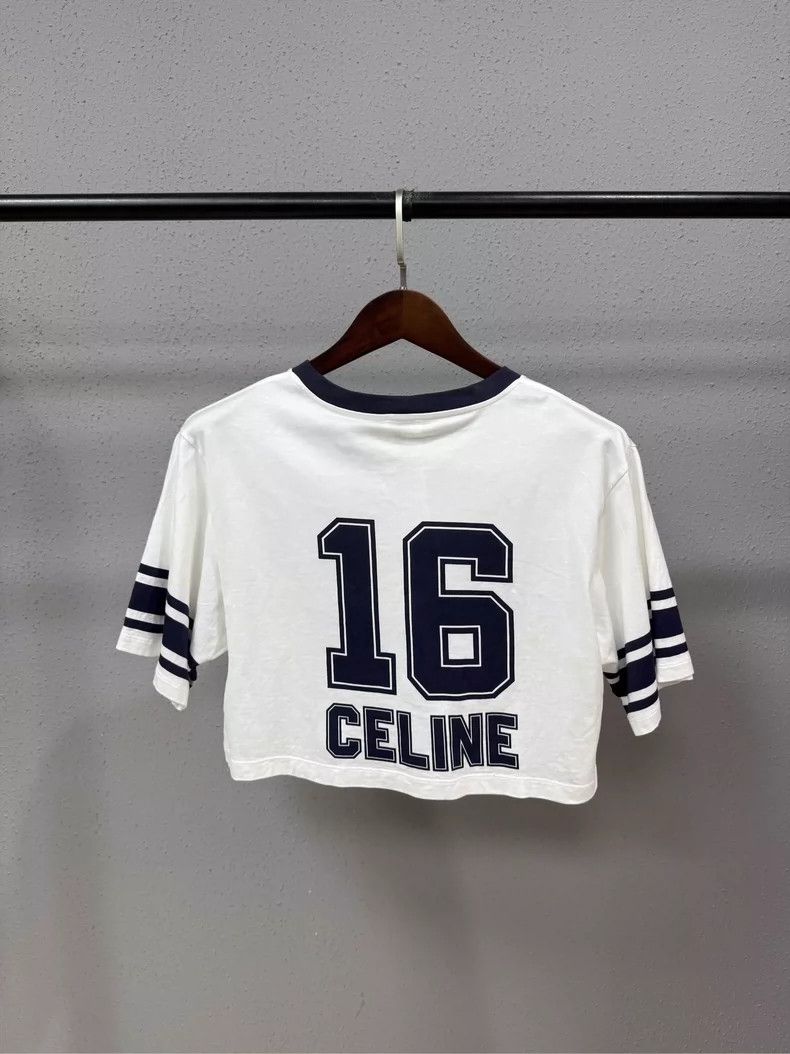 Celine Celine Black White Short Sleeve Crop Top Size M / US 6-8 / IT 42-44 - 2 Thumbnail