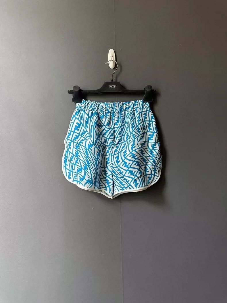 Fendi Fendi Blue Silk Printed Shorts Size 36" / US 14 / IT 50 - 2 Thumbnail