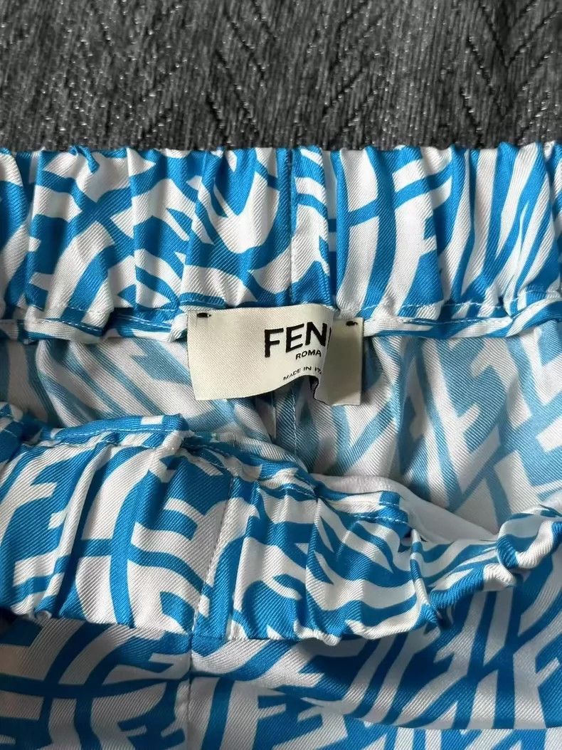 Fendi Fendi Blue Silk Printed Shorts Size 36" / US 14 / IT 50 - 3 Thumbnail