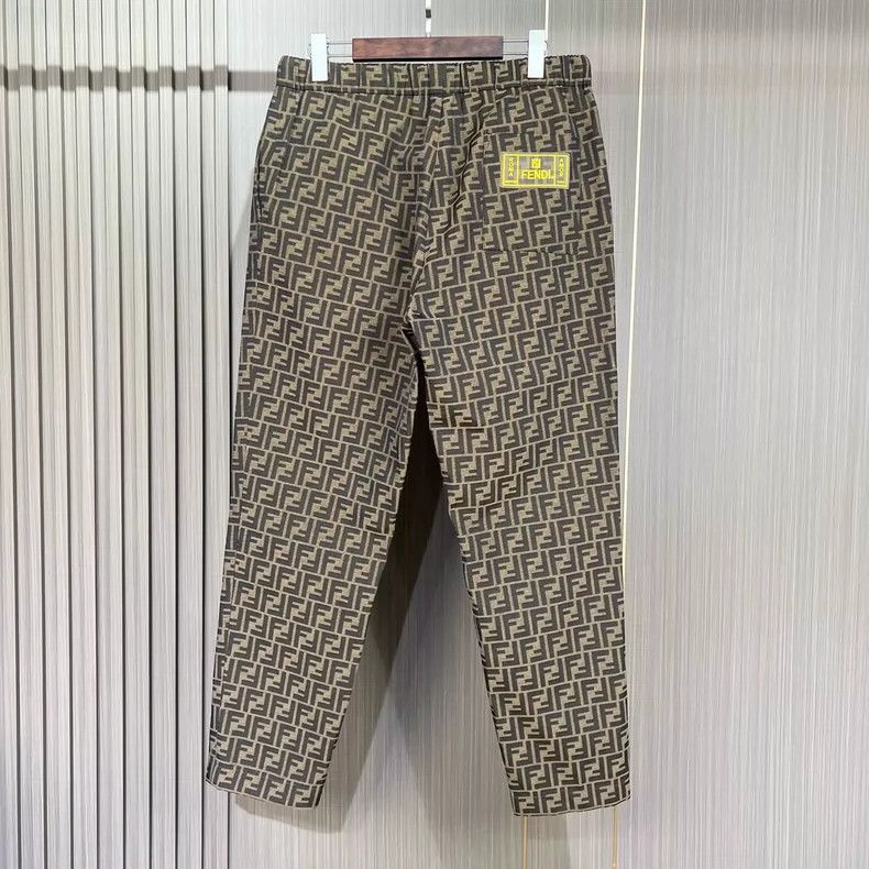 Fendi Fendi Brown Logo Print Casual Pants Size 42" / US 20 - 2 Thumbnail