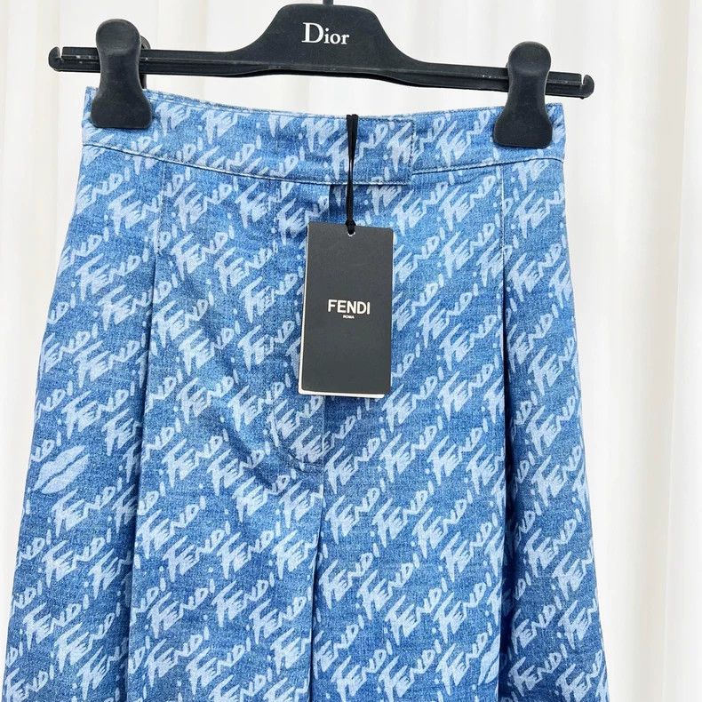 Fendi Fendi Blue Letter Print Denim Pants Size 38" / US 16 / IT 52 - 3 Thumbnail