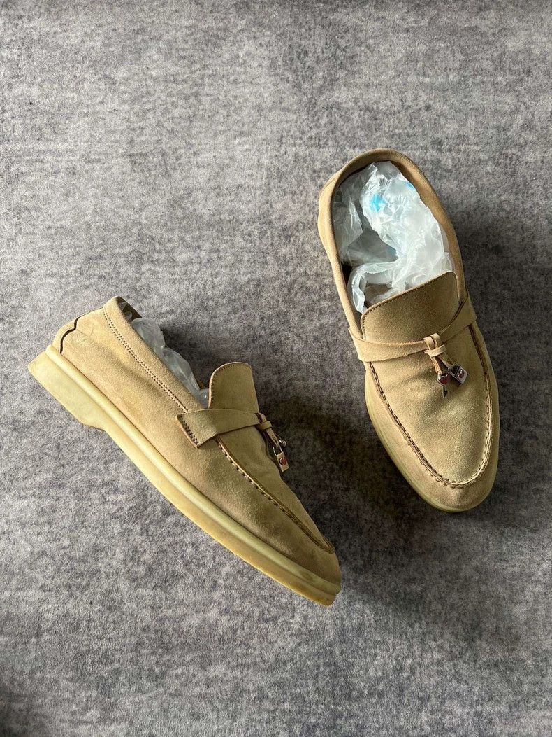 Ermenegildo Zegna Loro Piana Khaki Lock Slip-On Shoes Size US 6 / IT 36 - 2 Thumbnail