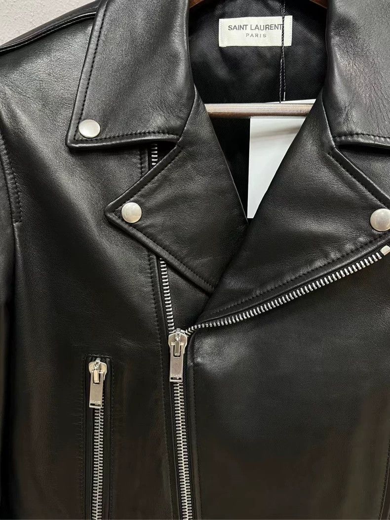 Saint Laurent Paris Black Leather Motorcycle Jacket with Zippers Size US M / EU 48-50 / 2 - 3 Thumbnail