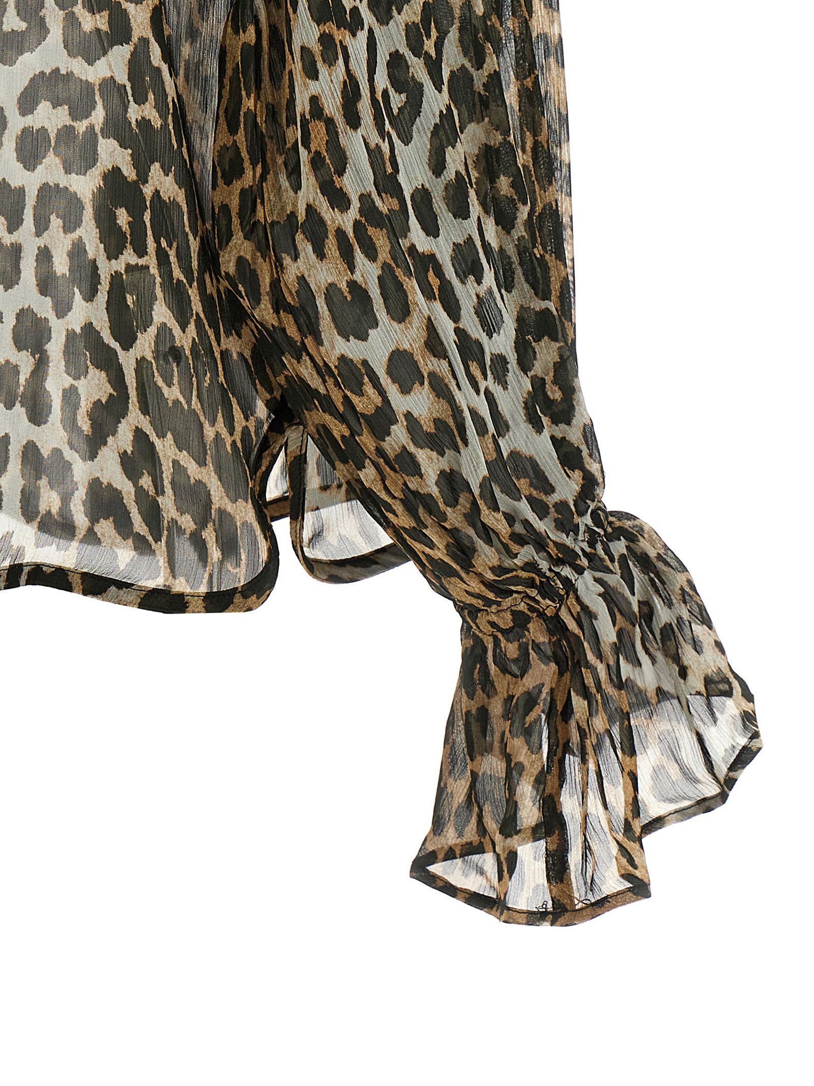 Ganni 'Leopard Print Chiffon Tie String' Shirt Size XXS / US 00 / IT 34 - 4 Thumbnail