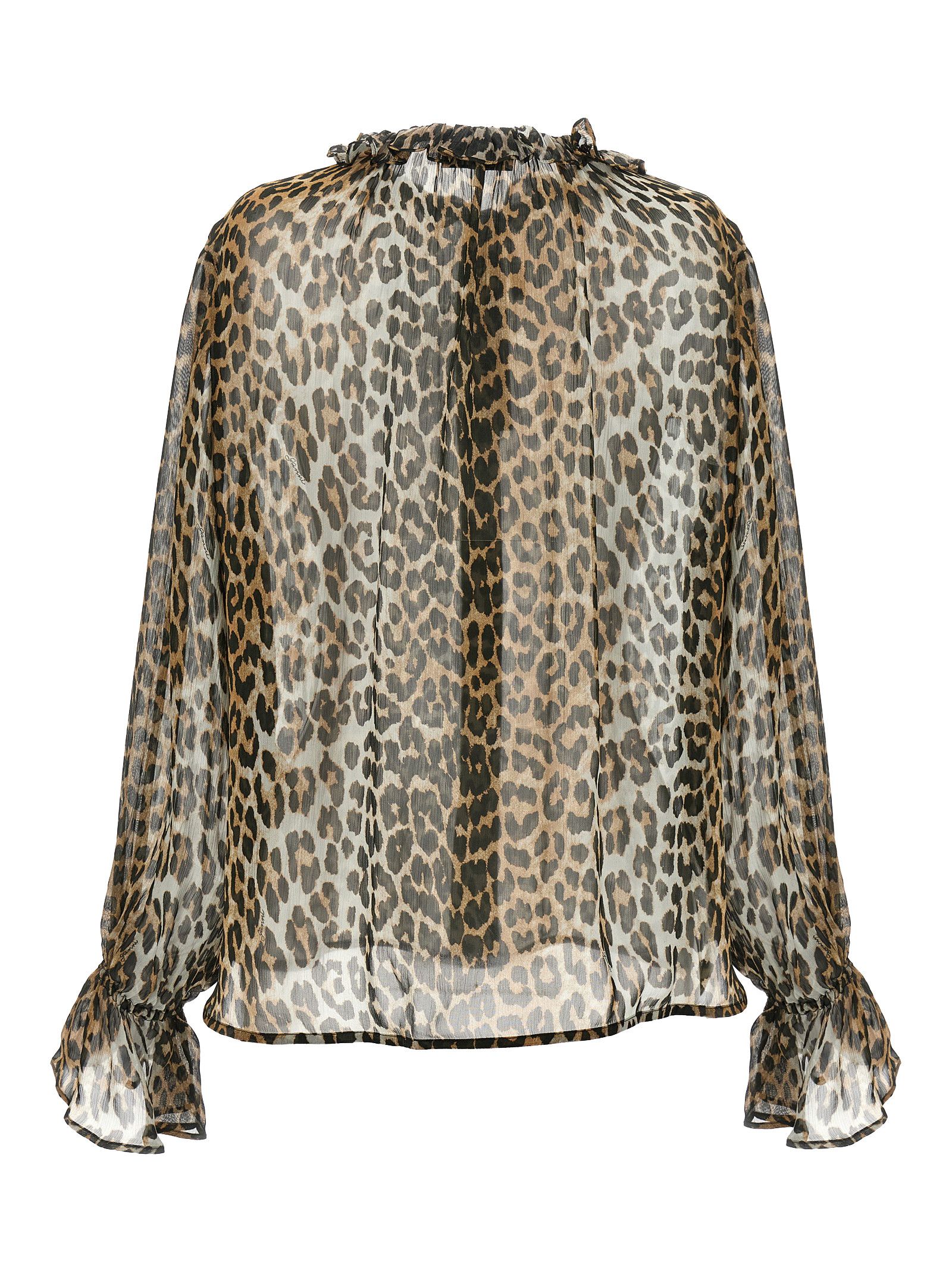 Ganni 'Leopard Print Chiffon Tie String' Shirt Size XS / US 0-2 / IT 36-38 - 2 Thumbnail