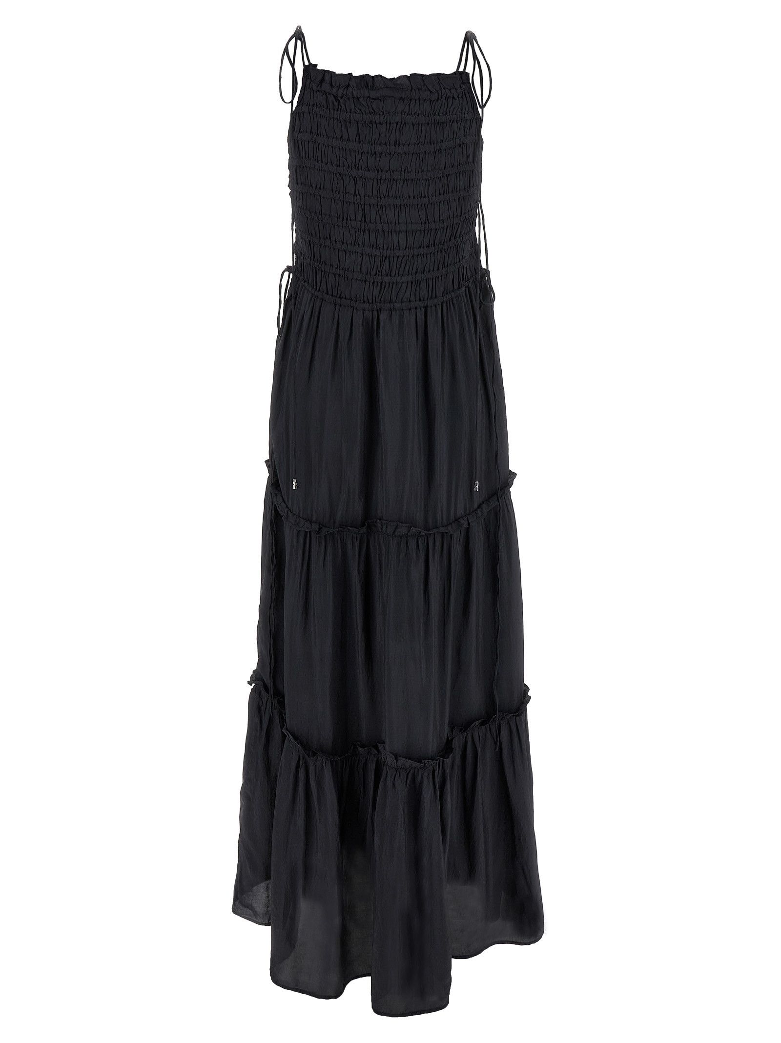 Ganni 'Black Smock Tie' Dress Size XXS / US 00 / IT 34 - 2 Thumbnail