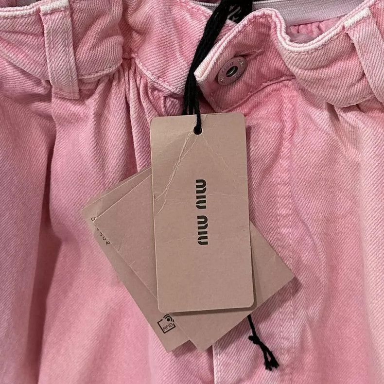 Miu Miu Miu Miu Pink Ruffled Denim Shorts Size 38" / US 16 / IT 52 - 4 Thumbnail