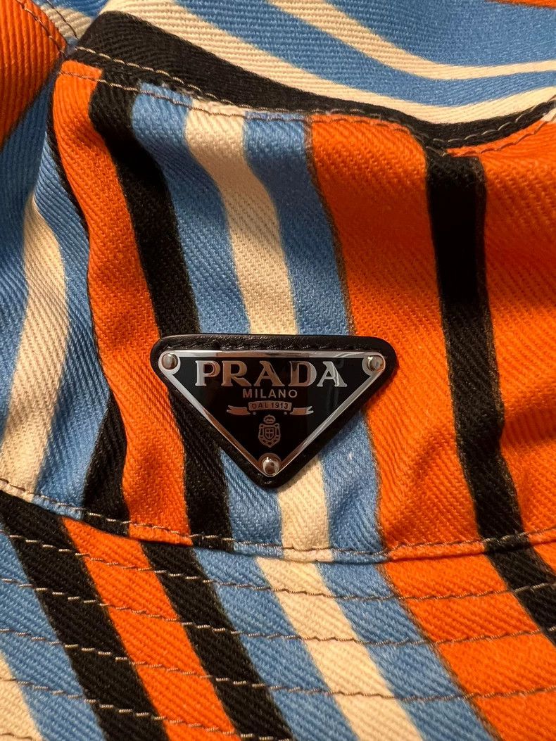 Prada Prada Orange Striped Fisherman Hat Size L/XL Size ONE SIZE - 3 Thumbnail
