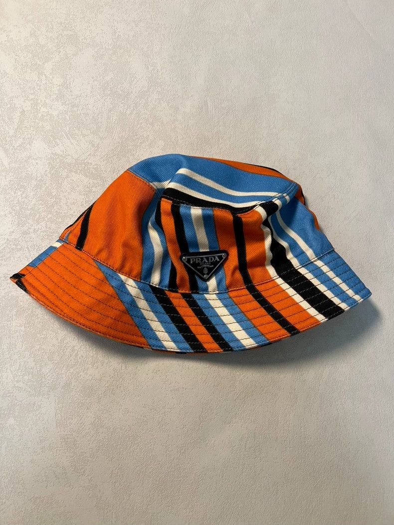 Prada Prada Orange Striped Fisherman Hat Size L/XL Size ONE SIZE - 2 Thumbnail