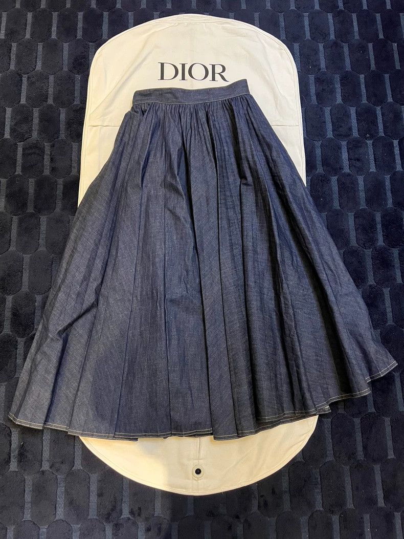 Dior Dior Asymmetrical Pleated Denim Skirt Size 36" / US 14 / IT 50 - 2 Thumbnail