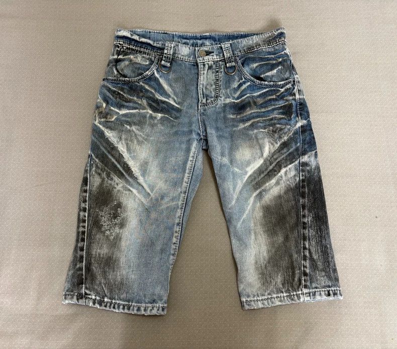 Yohji Yamamoto Vintage Distressed Denim Shorts Size US 31 - 2 Thumbnail
