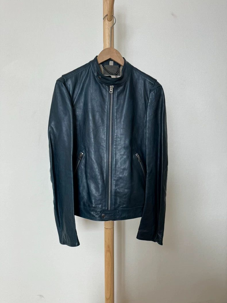 Burberry Burberry Men's Blue Leather Jacket, Size M Size US M / EU 48-50 / 2 - 2 Thumbnail