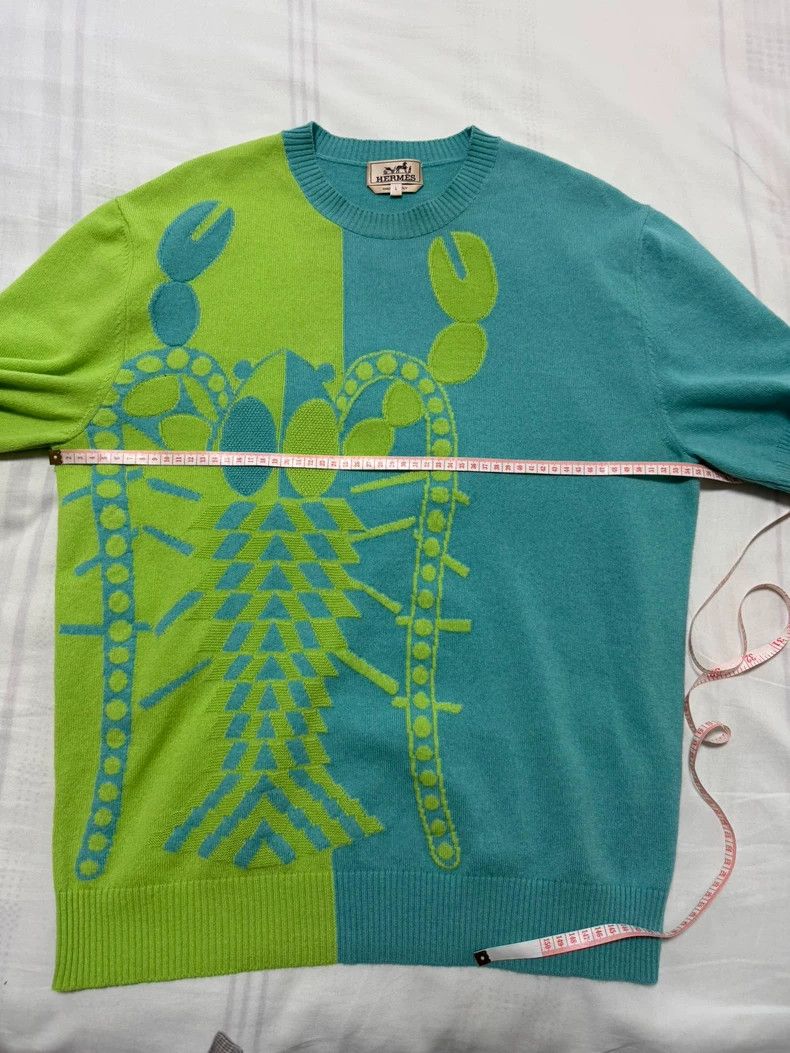 Hermes Hermes Cashmere Short Sleeve Sweater with Lobster Print Size US L / EU 52-54 / 3 - 4 Thumbnail
