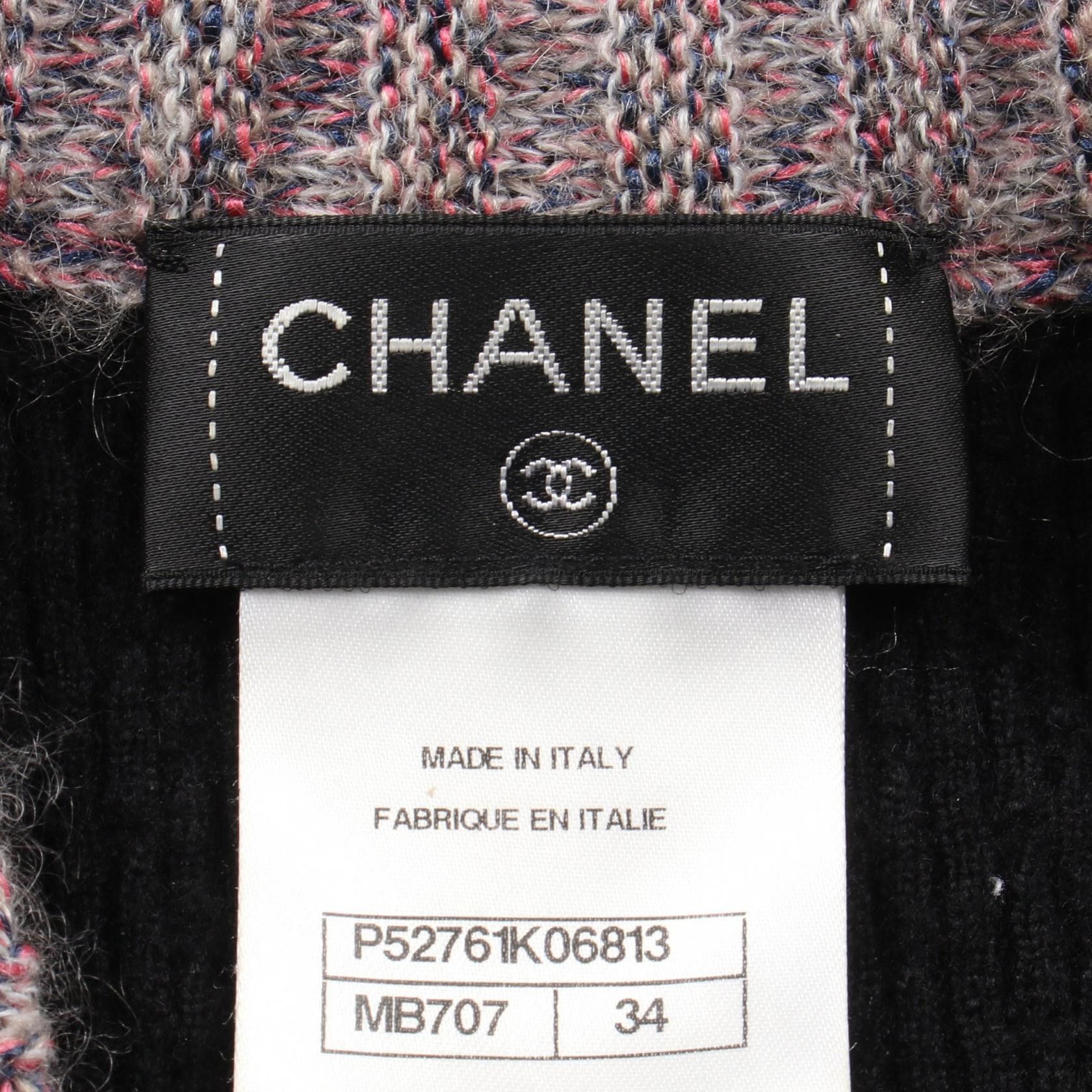 Chanel Chanel Camellia Button Knit Dress Silk Cashmere Black Pink Gray Size ONE SIZE - 3 Thumbnail