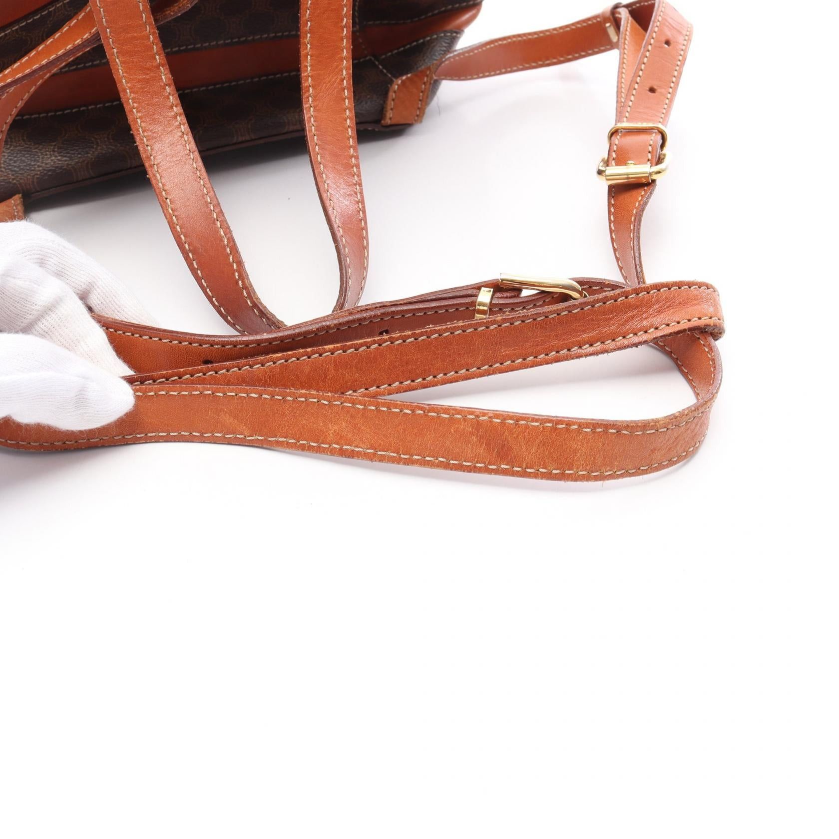 Celine Celine Macadam Backpack Rucksack Stripes Leather Brown Size ONE SIZE - 11 Thumbnail