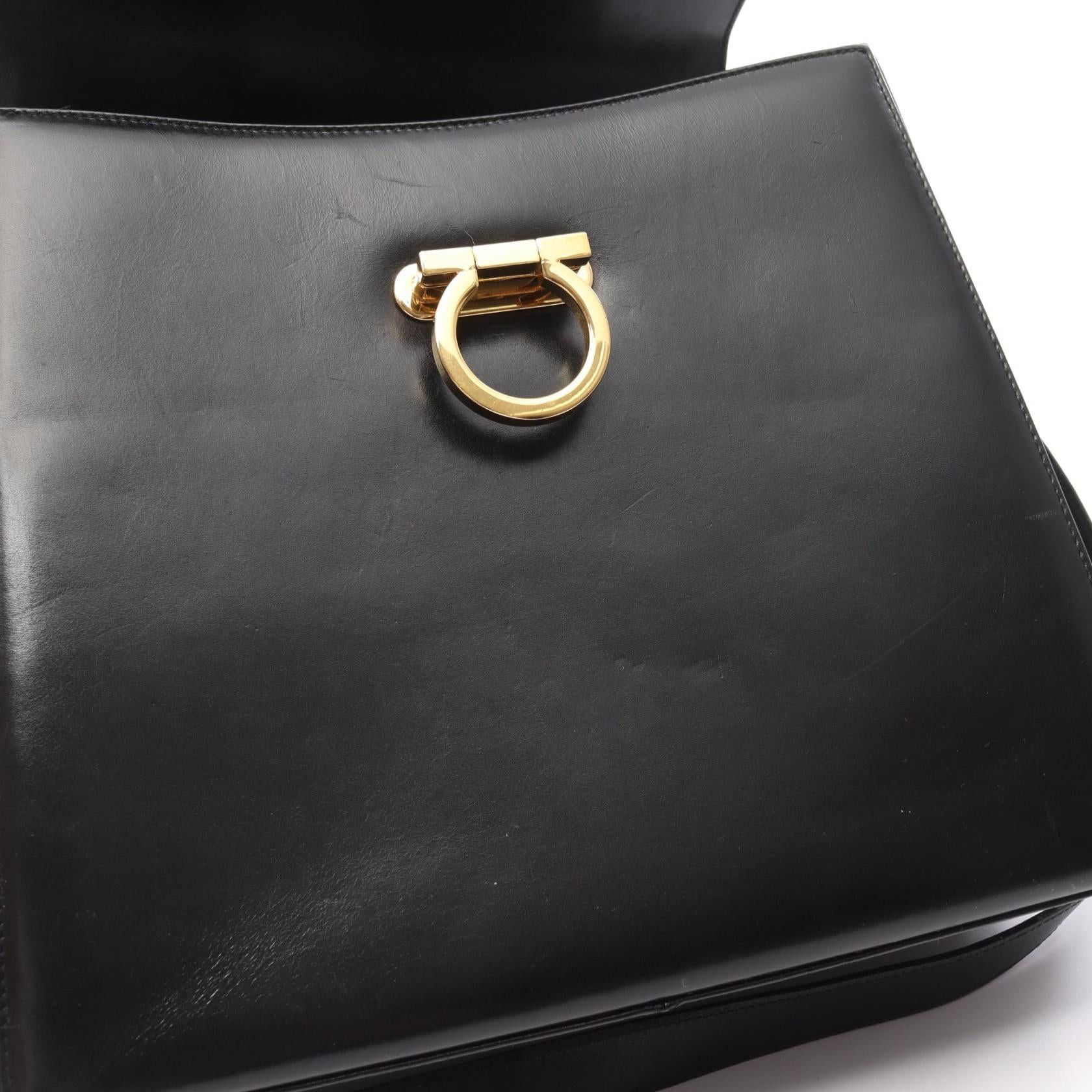 Salvatore Ferragamo Salvatore Ferragamo Gancini Handbag Leather Black Size ONE SIZE - 6 Thumbnail