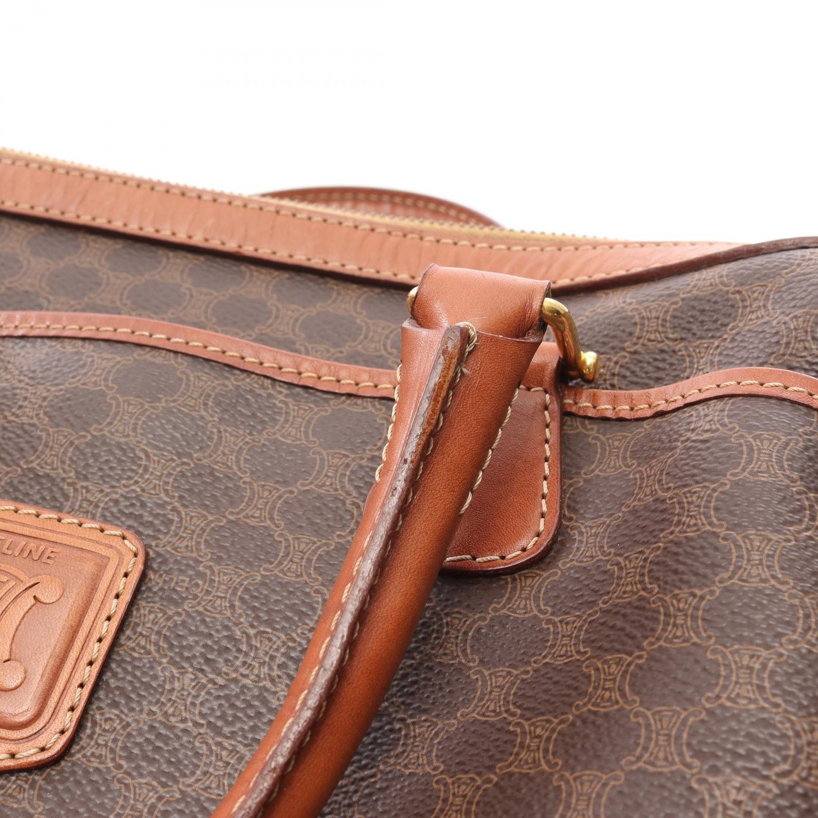 Celine Celine Macadam Handbag Mini Boston Bag Leather Brown Size ONE SIZE - 9 Thumbnail