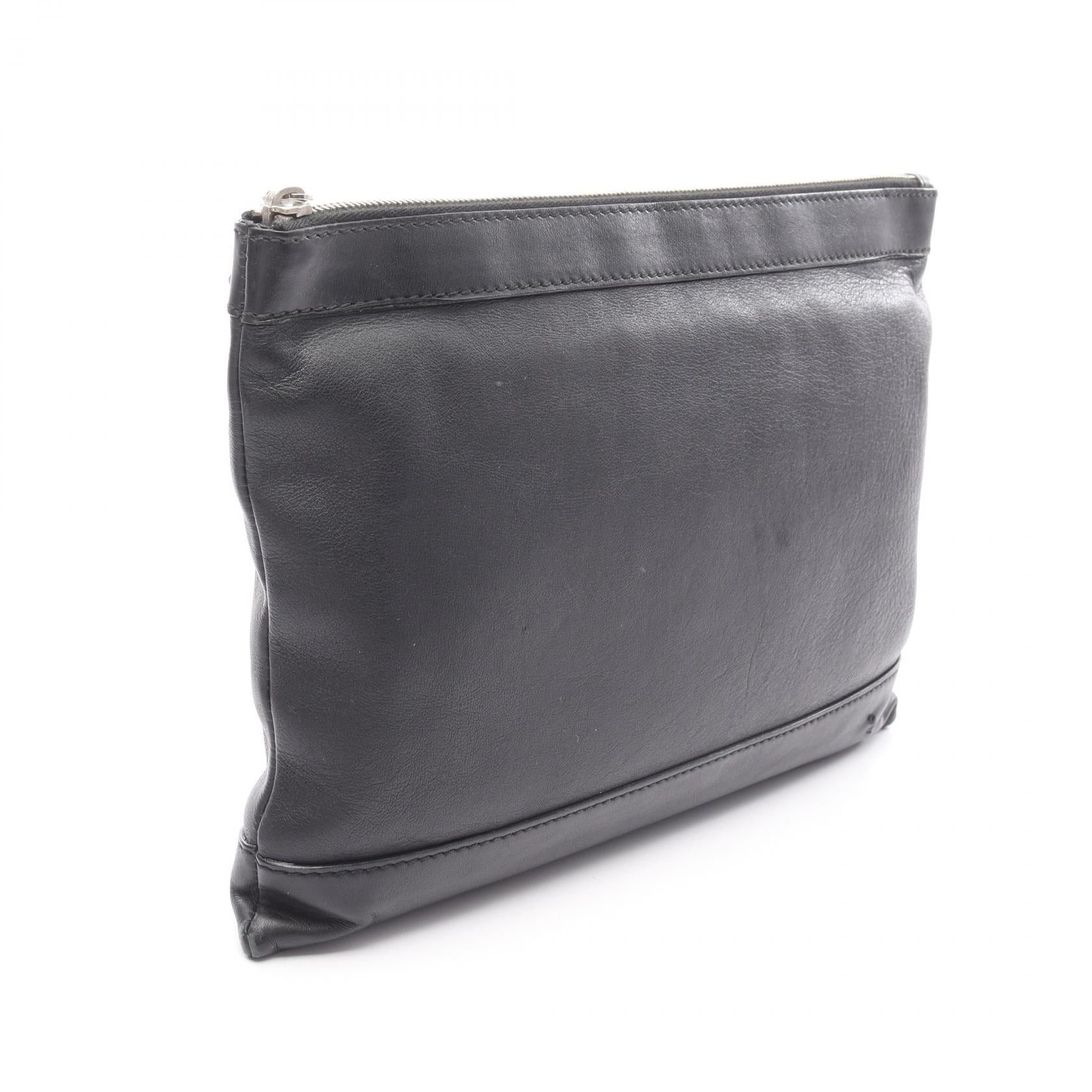 Balenciaga Balenciaga Navy Clip M Clutch Bag Punching Logo Leather Black Size ONE SIZE - 2 Thumbnail