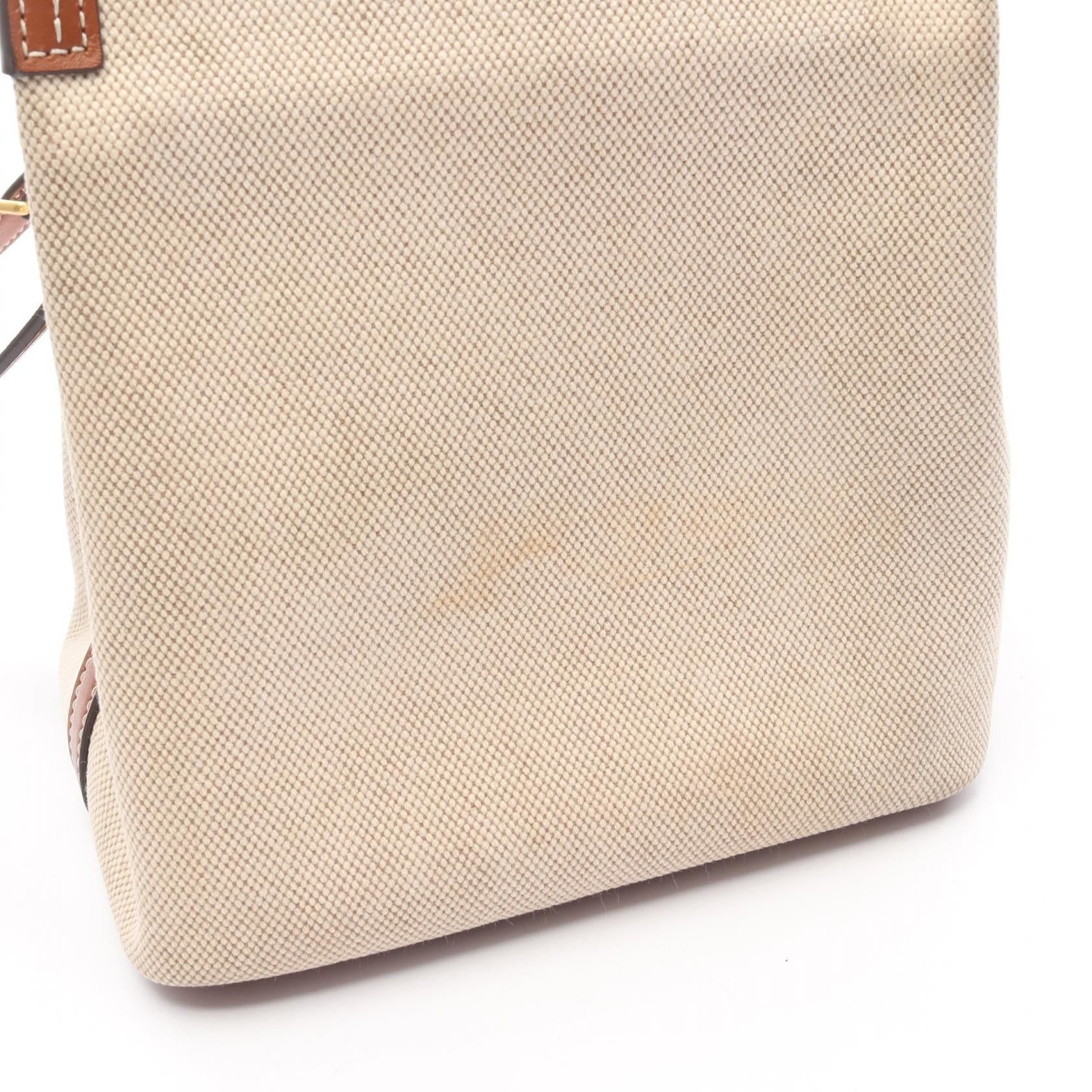 Tory Burch Tory Burch Blake Canvas Bucket Bag Handbag Leather Beige Brown Size ONE SIZE - 6 Thumbnail