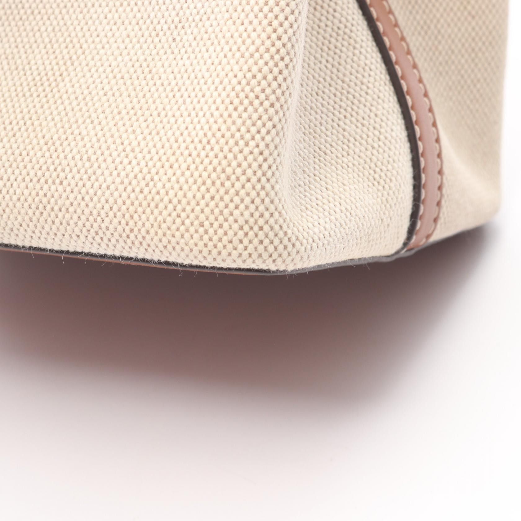 Tory Burch Tory Burch Blake Canvas Bucket Bag Handbag Leather Beige Brown Size ONE SIZE - 7 Thumbnail