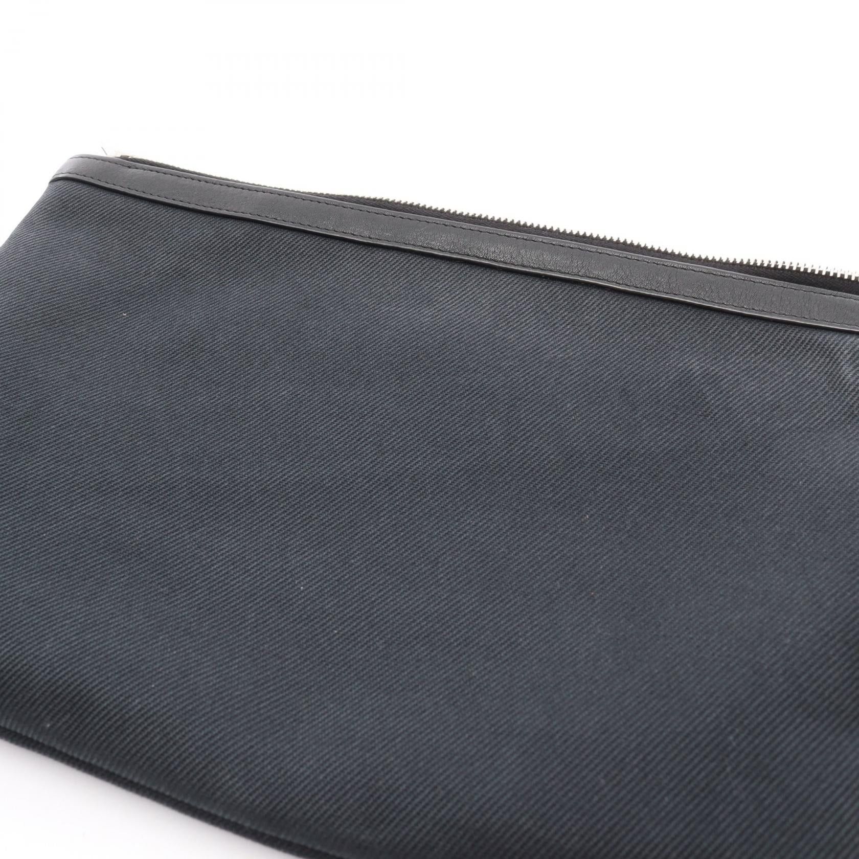 Yves Saint Laurent Yves Saint Laurent Rive Gauche Clutch Bag Canvas Leather Black Size ONE SIZE - 6 Thumbnail