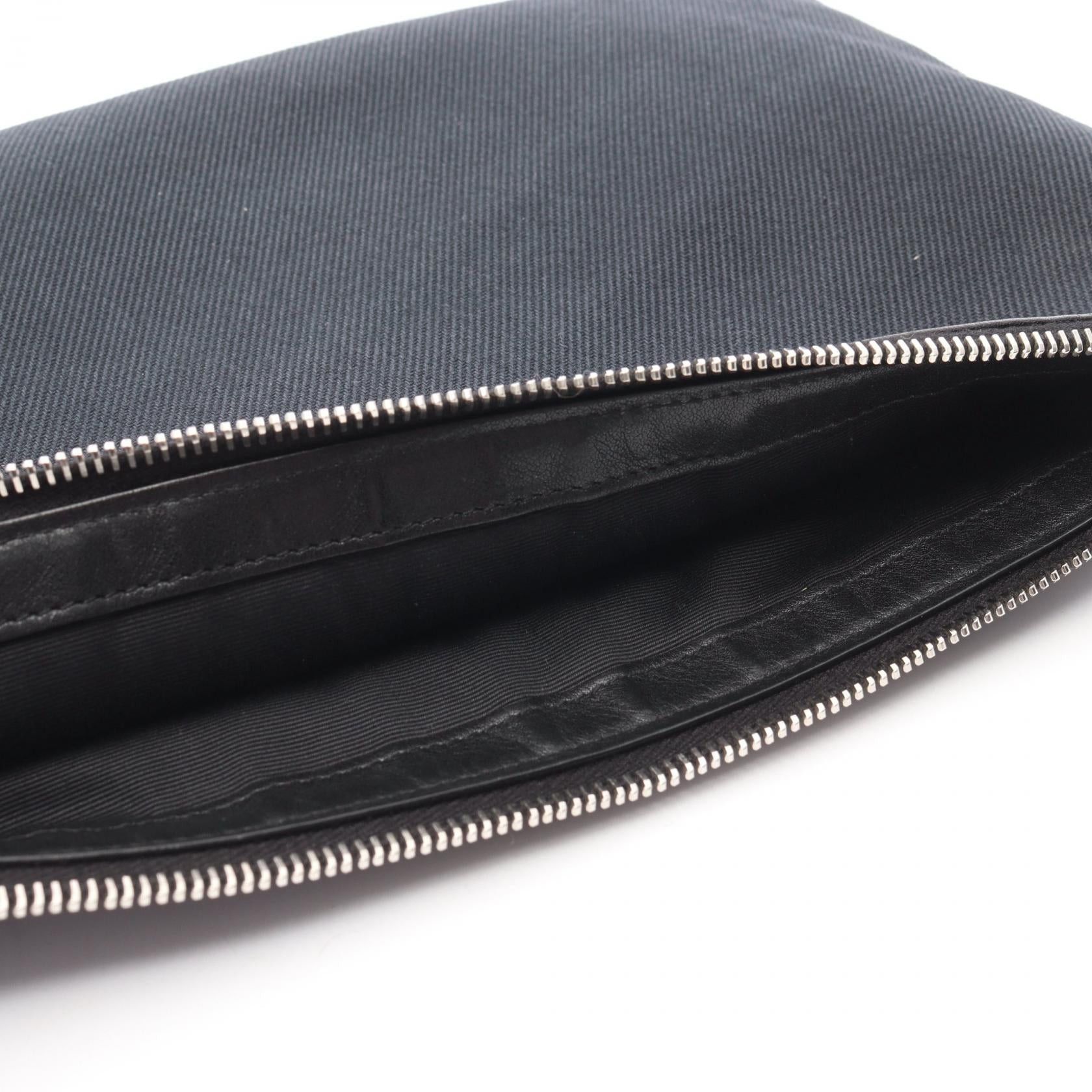 Yves Saint Laurent Yves Saint Laurent Rive Gauche Clutch Bag Canvas Leather Black Size ONE SIZE - 5 Thumbnail