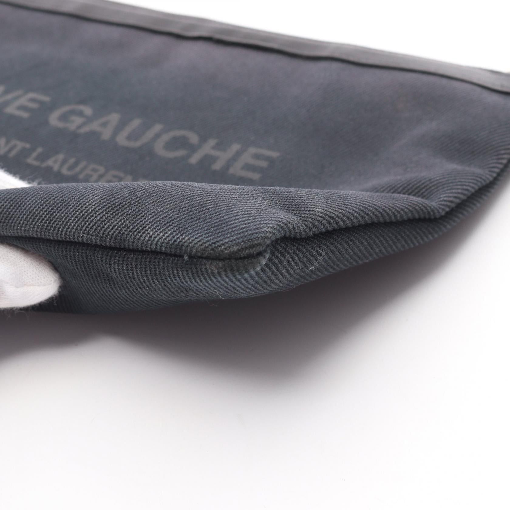 Yves Saint Laurent Yves Saint Laurent Rive Gauche Clutch Bag Canvas Leather Black Size ONE SIZE - 8 Thumbnail
