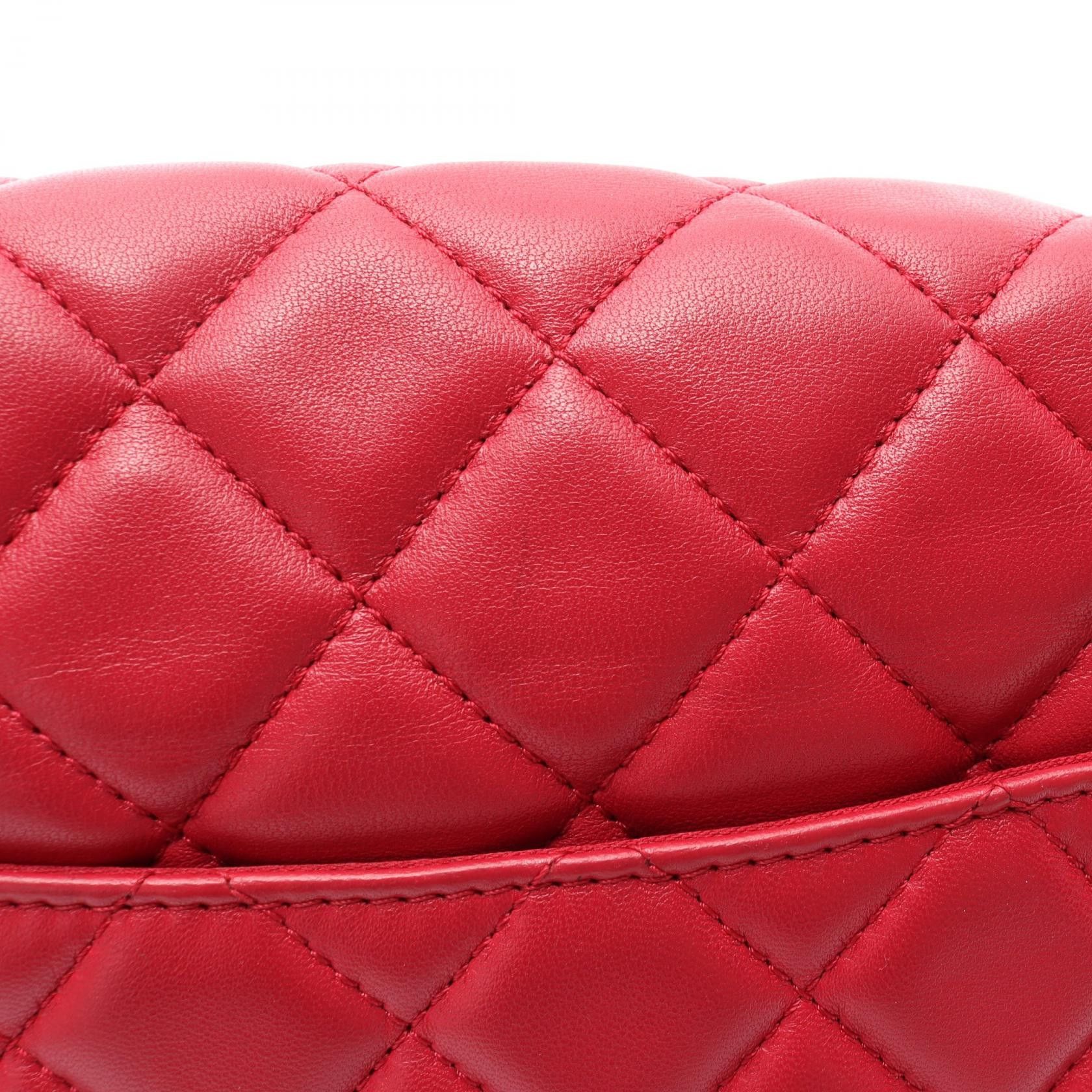 Chanel Chanel Matelasse Double Chain Shoulder Bag Lambskin Red Silver Hardware Size ONE SIZE - 8 Thumbnail