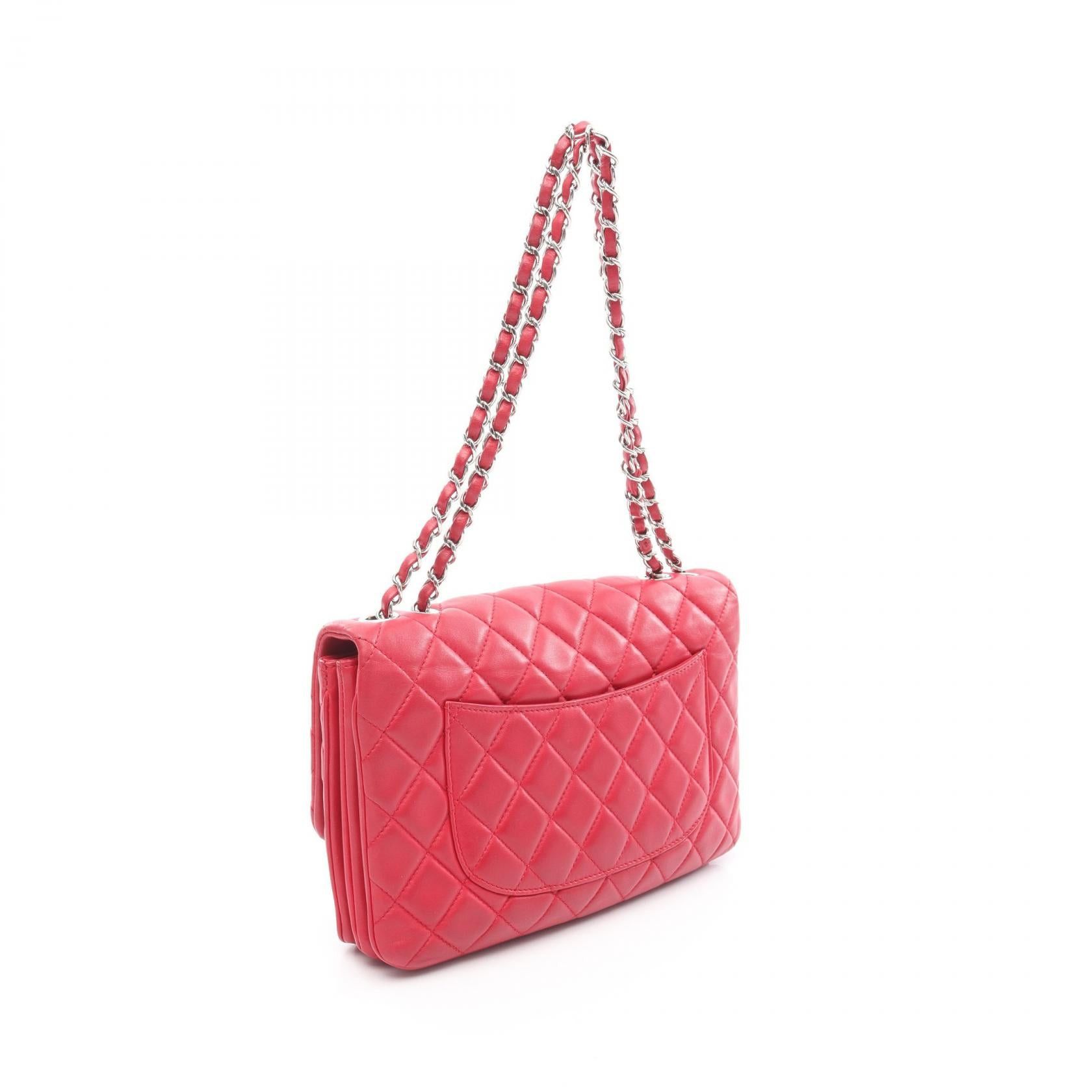 Chanel Chanel Matelasse Double Chain Shoulder Bag Lambskin Red Silver Hardware Size ONE SIZE - 2 Thumbnail