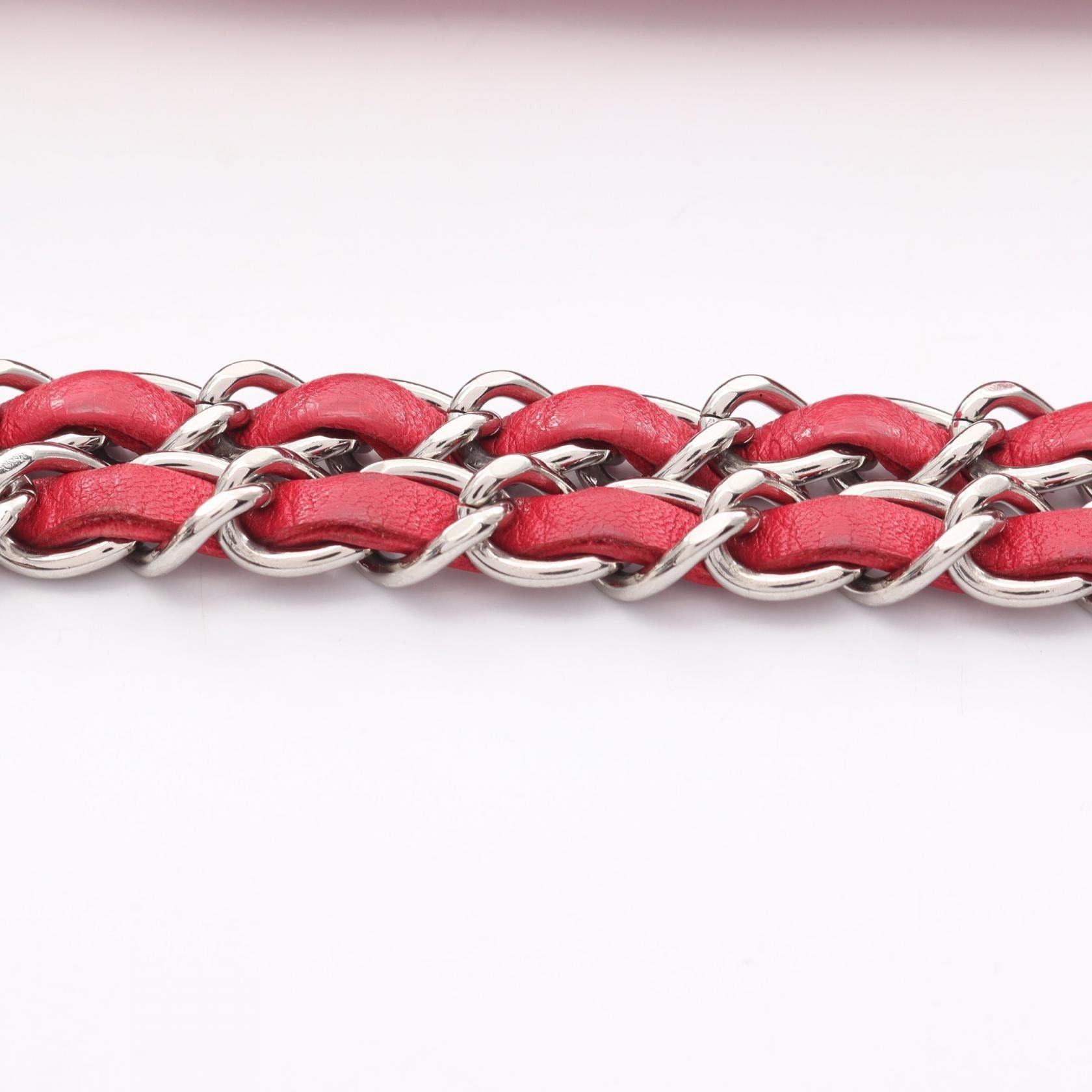 Chanel Chanel Matelasse Double Chain Shoulder Bag Lambskin Red Silver Hardware Size ONE SIZE - 9 Thumbnail