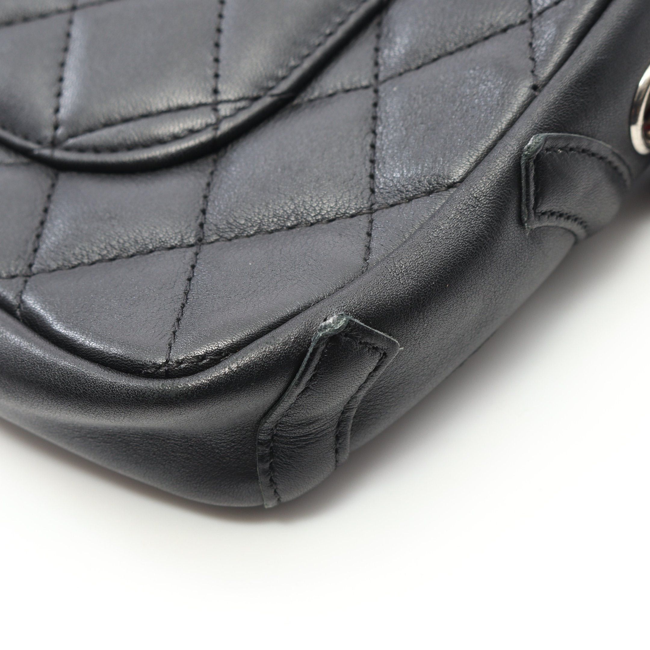 Chanel Chanel Cambon Line Accessory Pouch Handbag Leather Black Silver Hardware Size ONE SIZE - 9 Thumbnail
