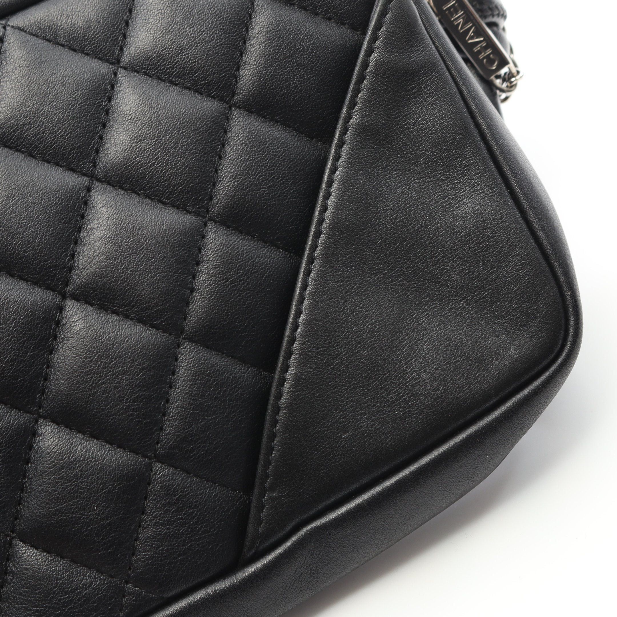 Chanel Chanel Cambon Line Accessory Pouch Handbag Leather Black Silver Hardware Size ONE SIZE - 10 Thumbnail