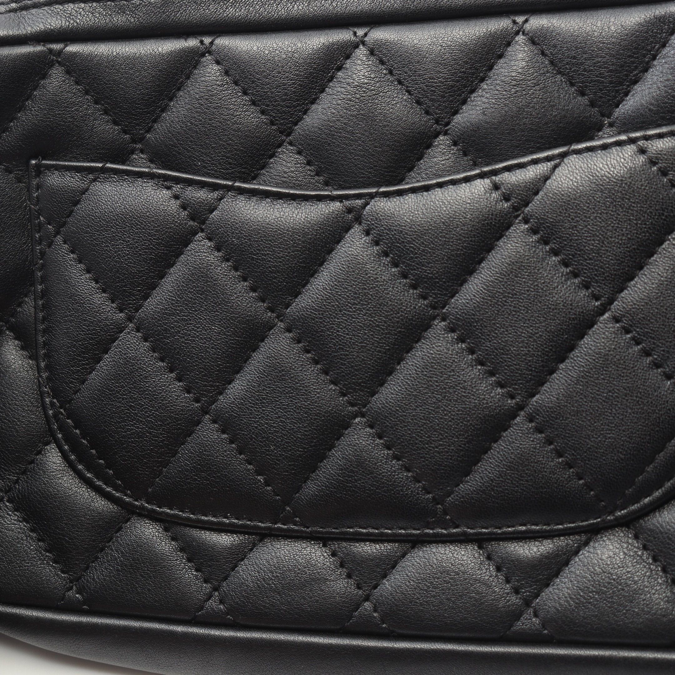 Chanel Chanel Cambon Line Accessory Pouch Handbag Leather Black Silver Hardware Size ONE SIZE - 7 Thumbnail