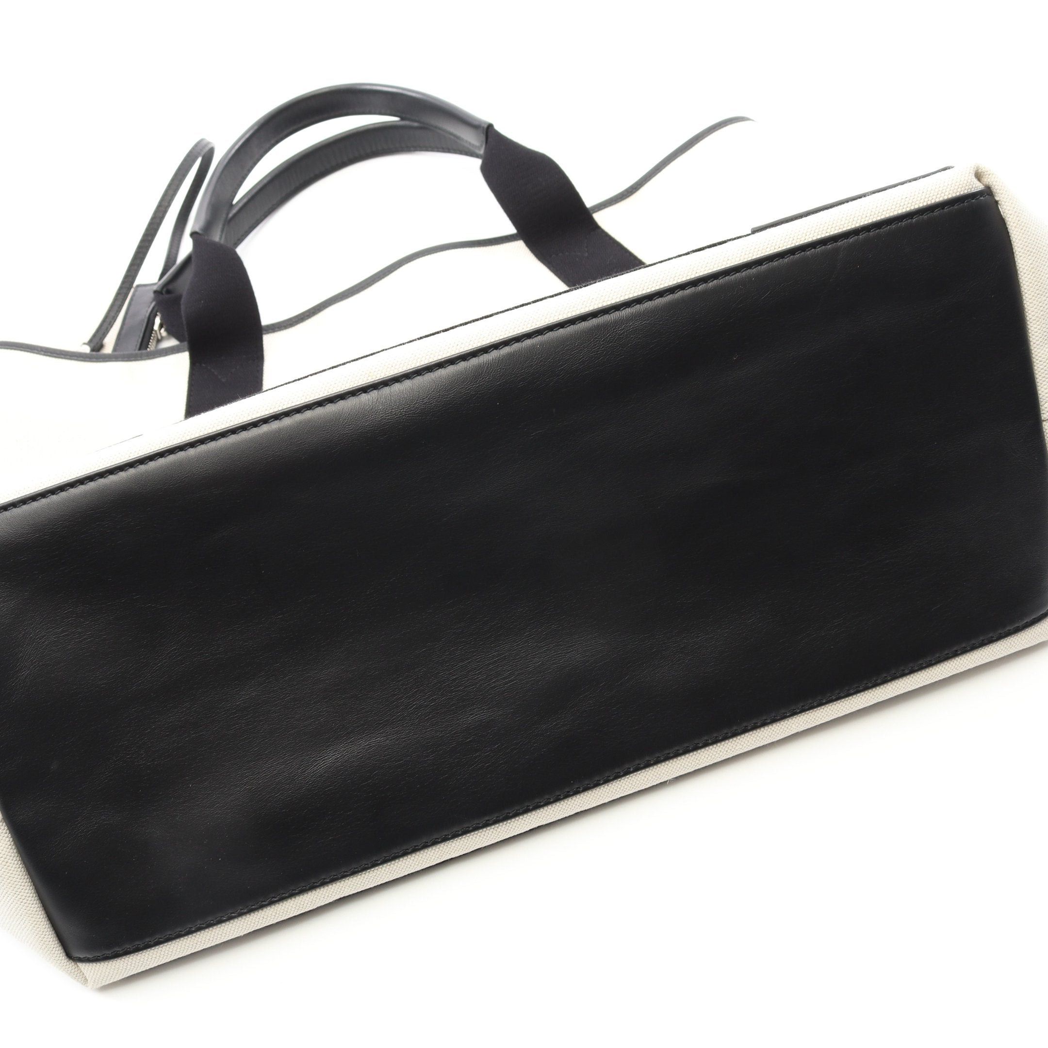 Balenciaga Balenciaga Navy Cabas Hippopotamus M Handbag Tote Bag Canvas Leather Off White Black Size ONE SIZE - 8 Thumbnail