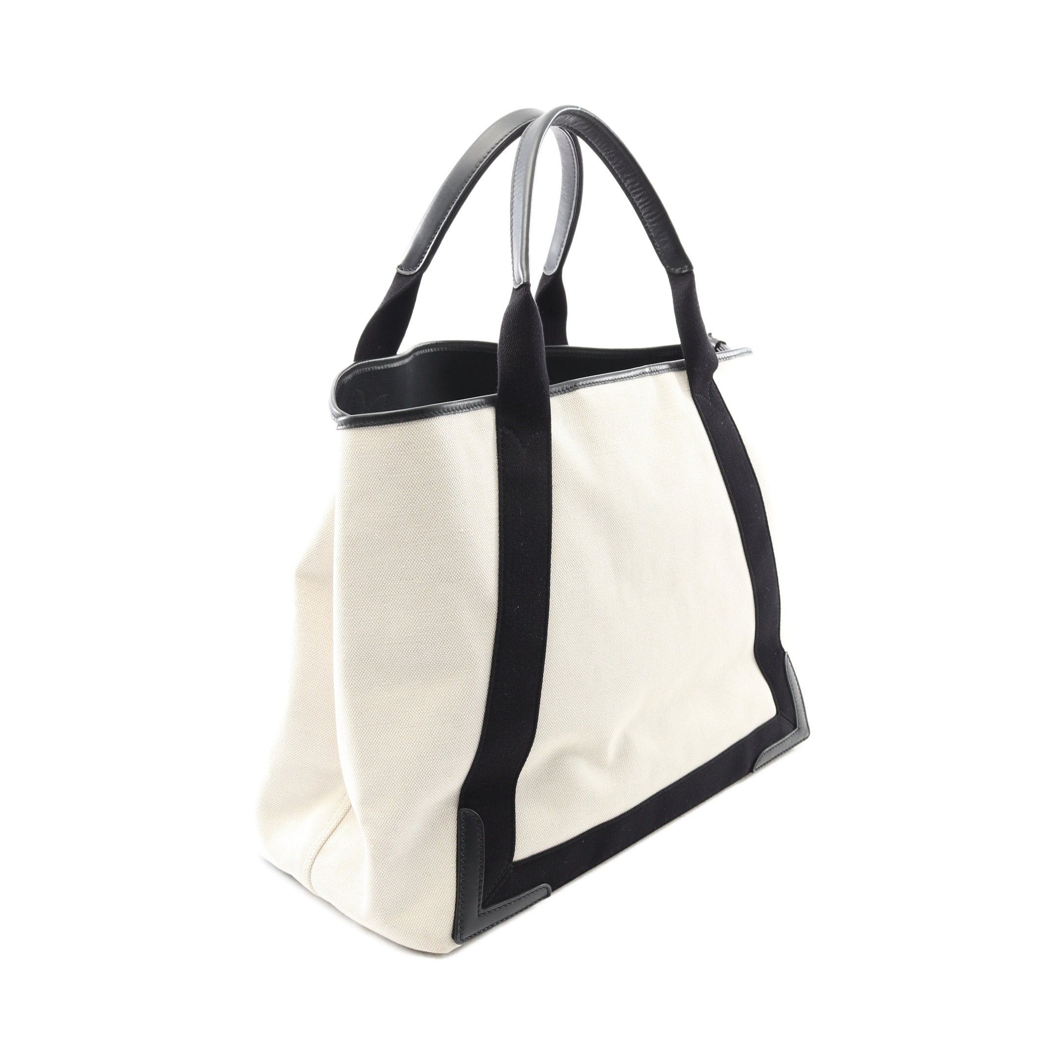 Balenciaga Balenciaga Navy Cabas Hippopotamus M Handbag Tote Bag Canvas Leather Off White Black Size ONE SIZE - 2 Thumbnail