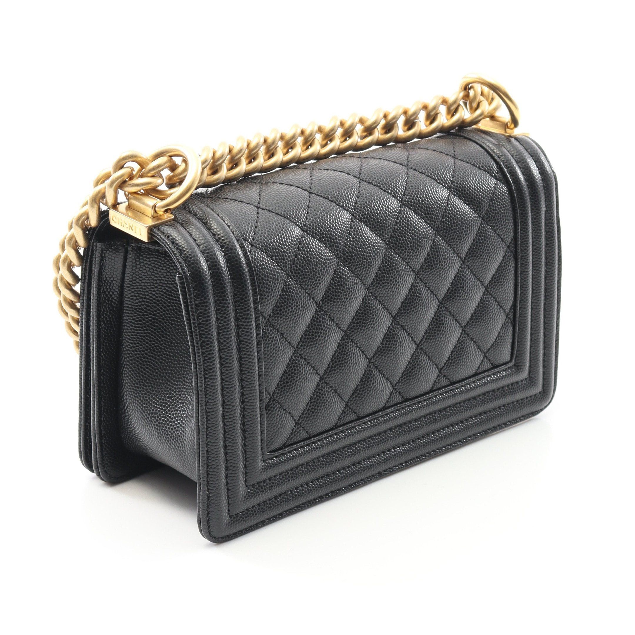 Chanel Chanel Boy Chanel Small Chain Shoulder Bag Caviar Skin Black Gold Hardware Size ONE SIZE - 2 Thumbnail