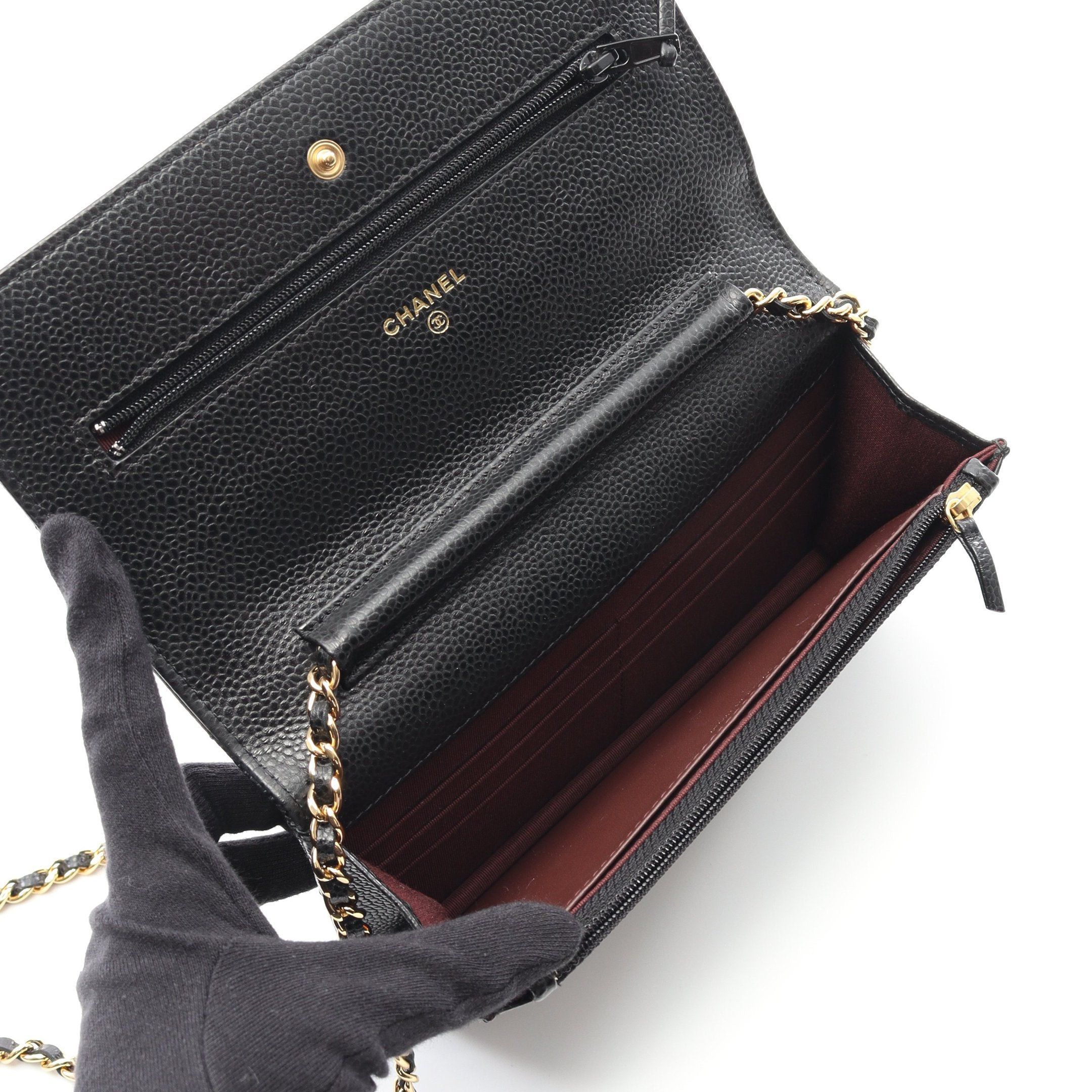 Chanel Chanel Matelasse Chain Wallet Caviar Skin Black Gold Hardware Size ONE SIZE - 3 Thumbnail