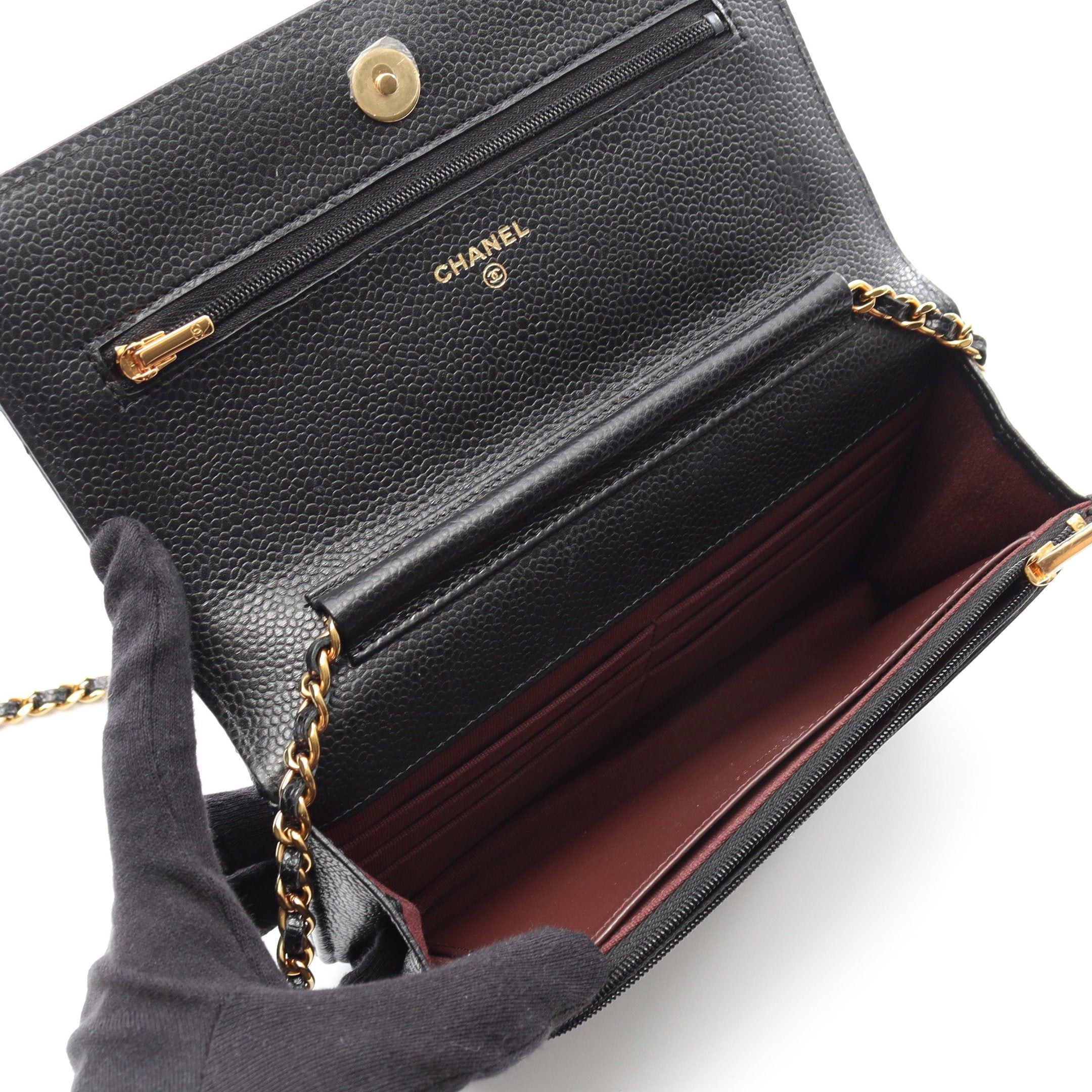 Chanel Chanel Matelasse Chain Wallet Caviar Skin Black Gold Hardware Size ONE SIZE - 3 Thumbnail