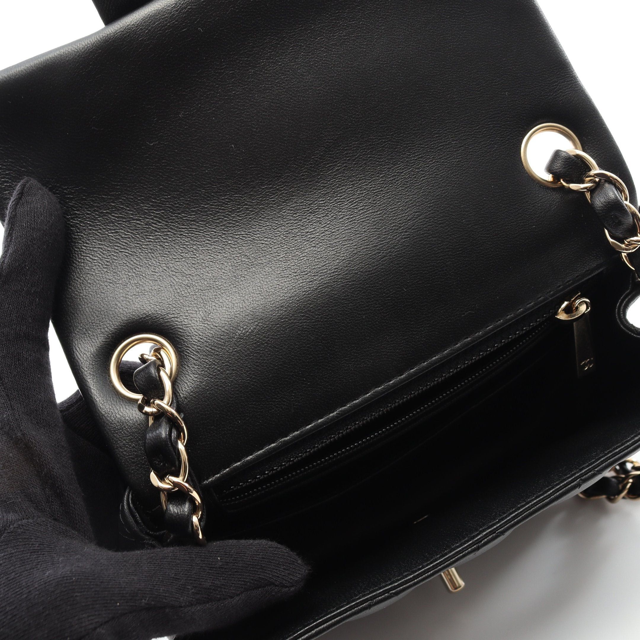 Chanel Chanel Mini Matelasse Chain Shoulder Bag Lambskin Black Gold Hardware Size ONE SIZE - 10 Thumbnail