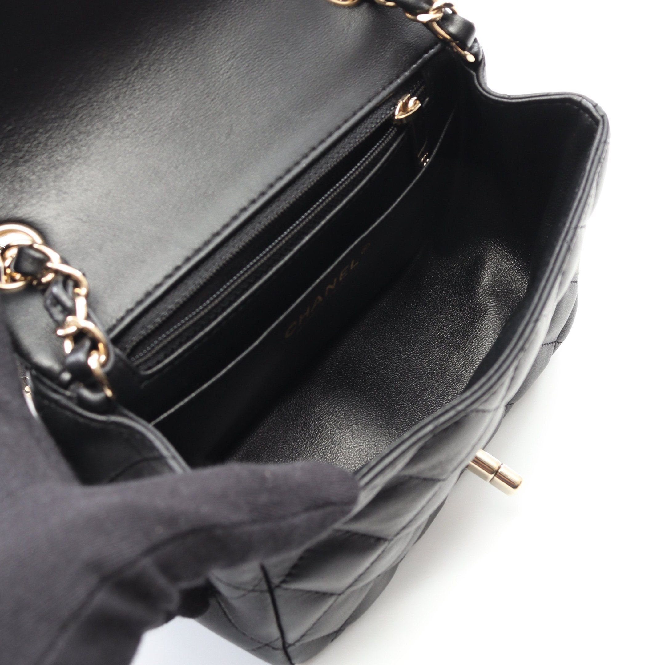 Chanel Chanel Mini Matelasse Chain Shoulder Bag Lambskin Black Gold Hardware Size ONE SIZE - 3 Thumbnail