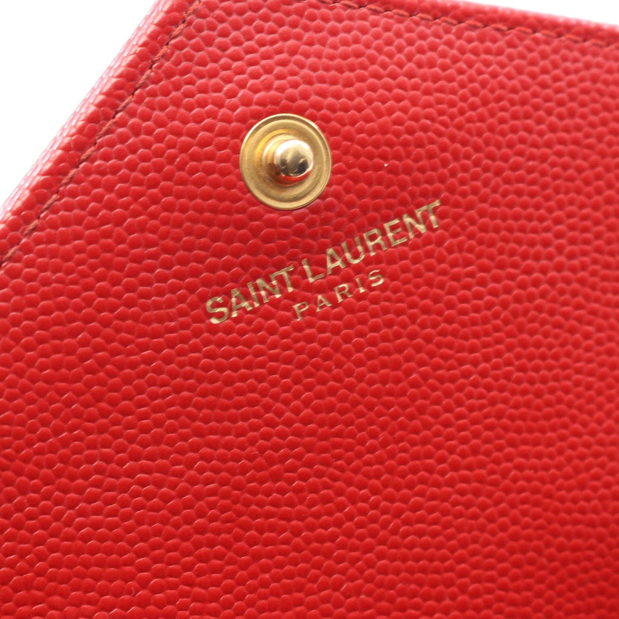 Yves Saint Laurent Yves Saint Laurent Cassandra Classic Chain Wallet Leather Red Size ONE SIZE - 4 Thumbnail