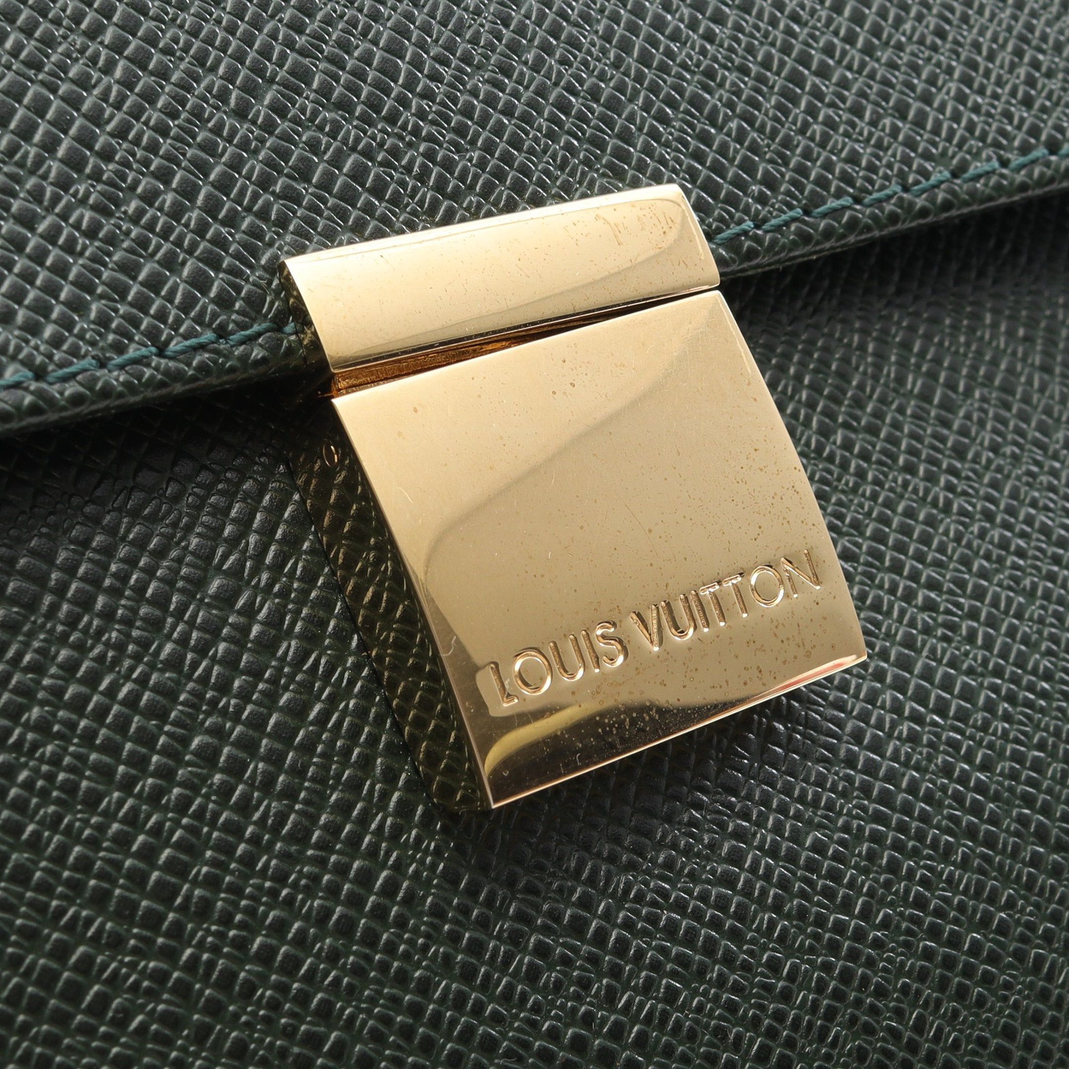 Louis Vuitton Louis Vuitton Porte Document Angara Taiga Briefcase Business Bag Leather Green Size ONE SIZE - 7 Thumbnail